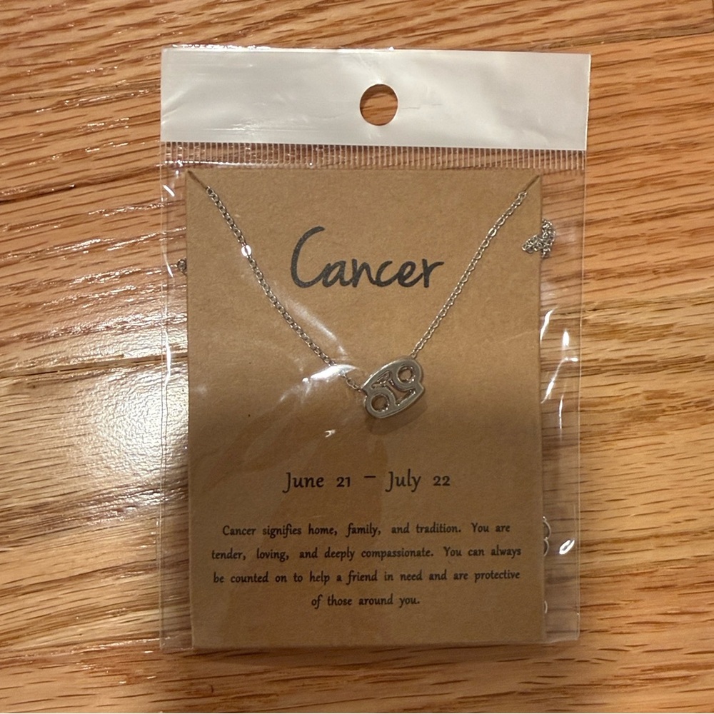 Silver Cancer Zodiac Necklace - Picture 2 of 3